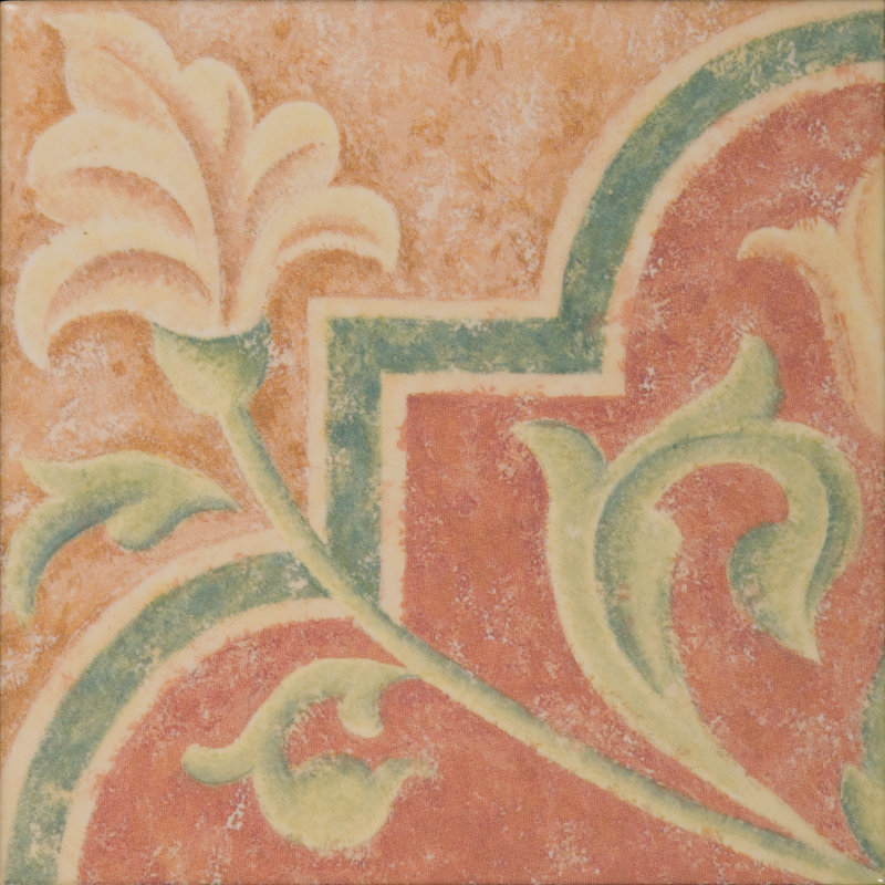 Imagine Tile, Inc. Mediterranean 4" x 4" Ceramic Terracotta Fresco